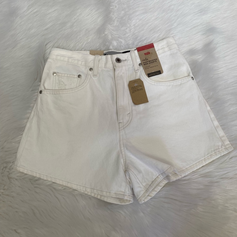 NEW wTag-LEVI’S Silver Tab White High-Waisted Denim Mom Shorts 27